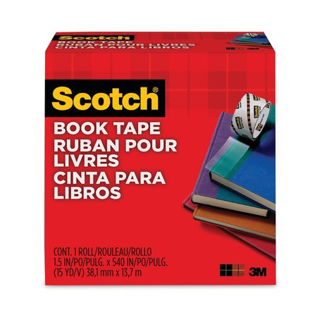 SCOTCH Book Tape, 3in Core, 1.5 x 15 yds, Clear 845